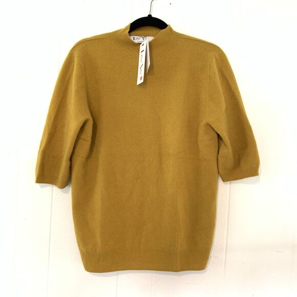 Liny Xin Womens Large Superfine Merino Wool 3/4 Sleeve Sweater Ivory Gold Lot 2 - Picture 2 of 14